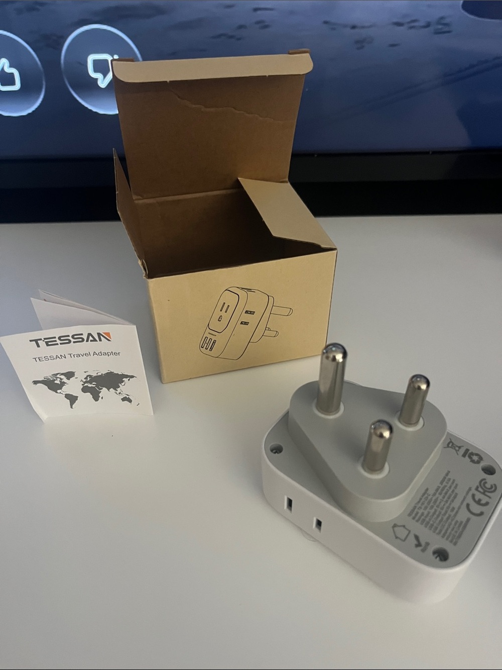 White Travel Power Adapter with USB Ports